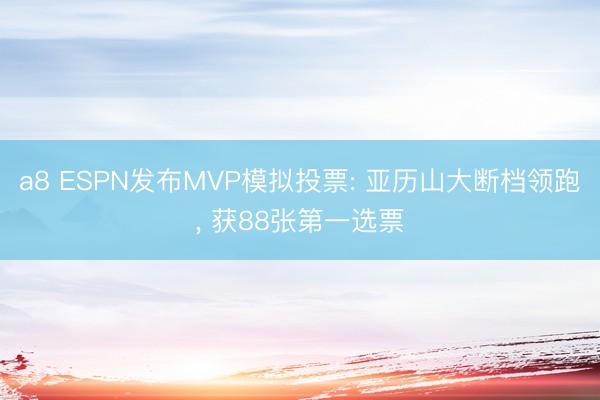 a8 ESPN发布MVP模拟投票: 亚历山大断档领跑, 获88张第一选票